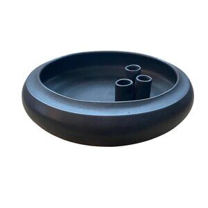 Japanese Matte Black Ceramic Footed Ikebana Vase